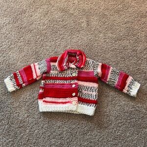 Hand Made Baby Girls Multi Color Knitted Sweater  (handmade)

Size 6 Months